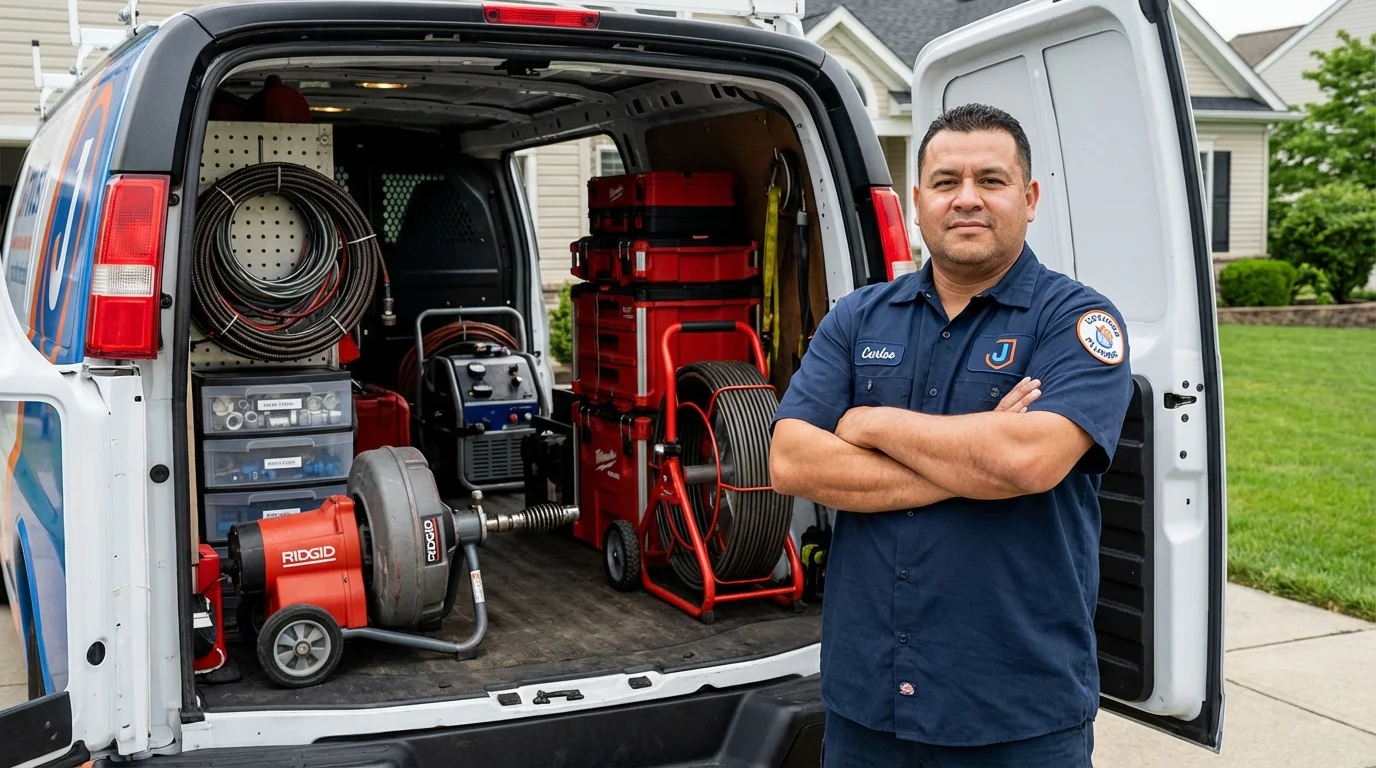 Professional drain cleaning equipment and Johns Plumbing LLC plumber in Leakesville