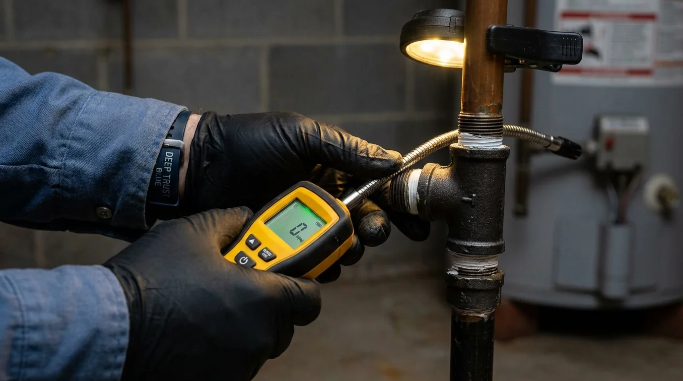 Gas leak detection with electronic sniffer by Johns Plumbing LLC in Leakesville