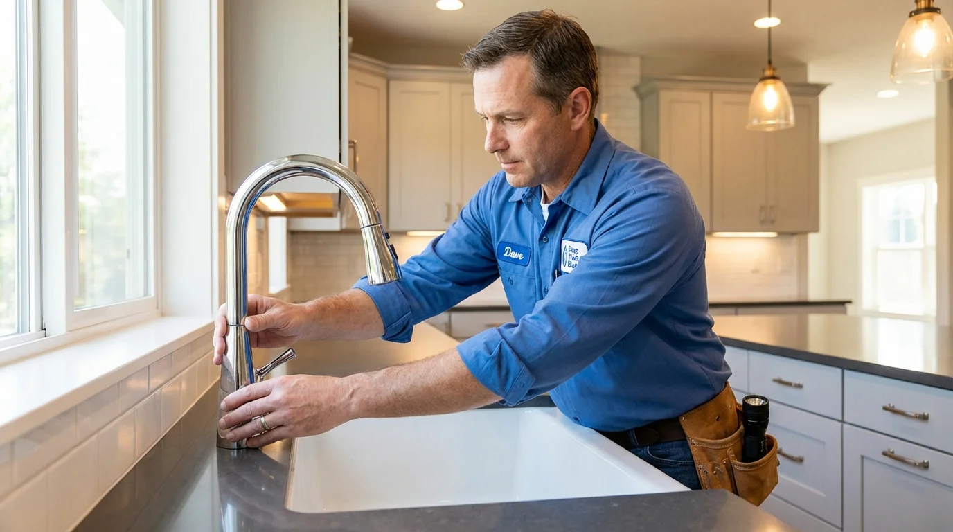 Kitchen faucet installation by Johns Plumbing LLC in Leakesville