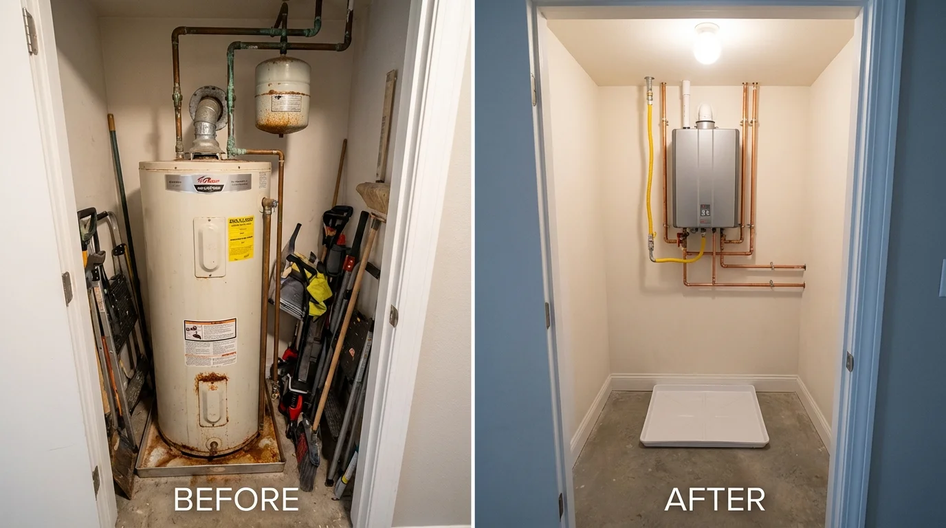 Tank water heater versus wall-mounted tankless unit comparison for Leakesville, MS homeowners