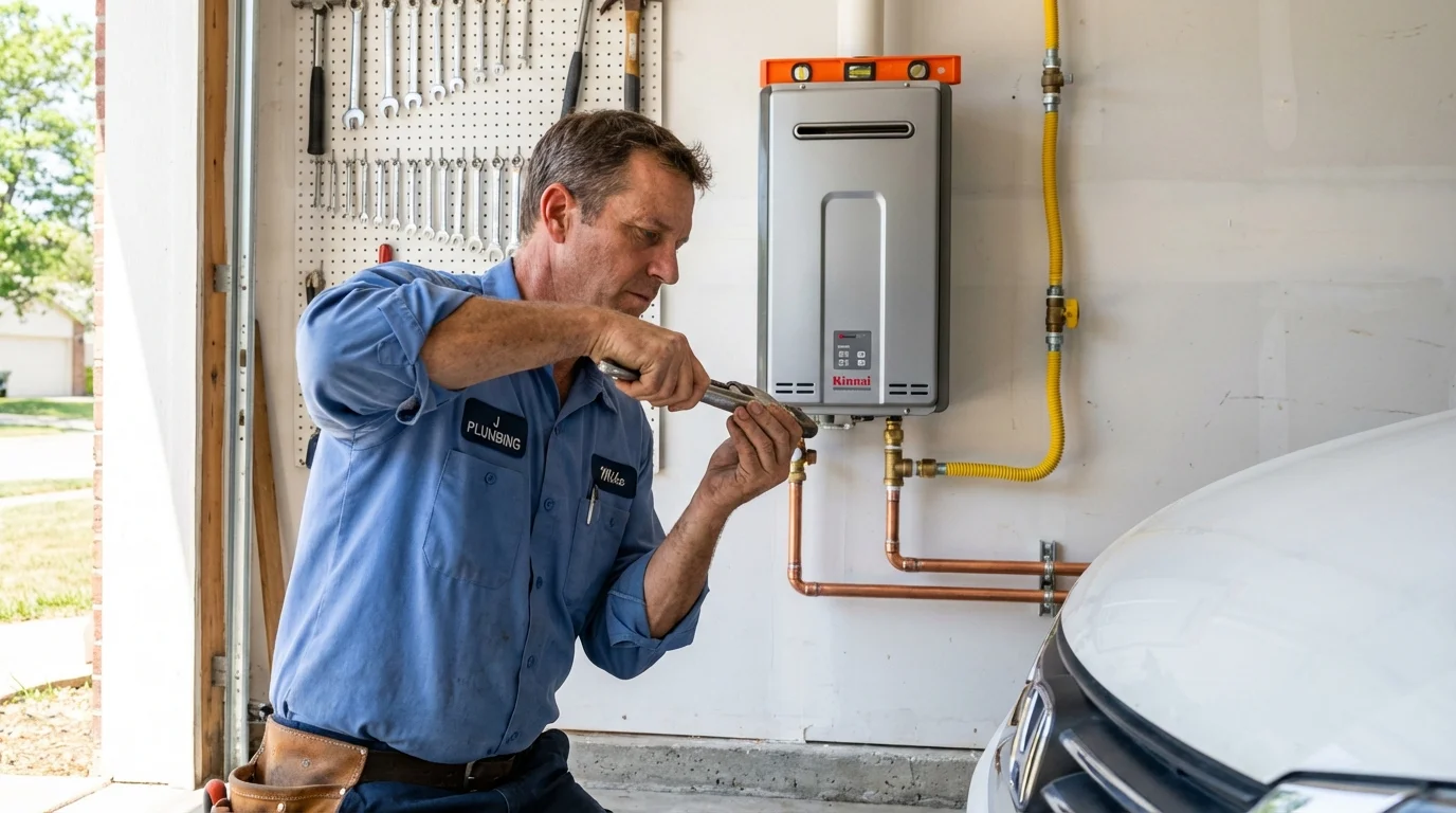 Tankless water heater installation by a Johns Plumbing LLC plumber in Leakesville